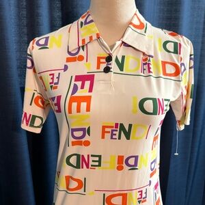Fendi Colorful Logo Print Button Down Shirt